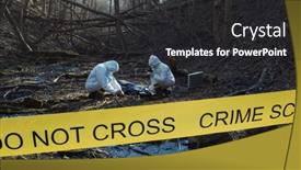  Presentation with crime scene investigation - Cool new PPT theme with detectives-are-collecting-evidence backdrop and a dark gray colored foreground