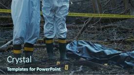  Presentation with crime scene investigation - PPT theme consisting of detectives-are-collecting-evidence background and a tawny brown colored foreground