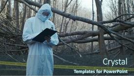  Presentation with crime scene investigation - Amazing presentation design having detectives-are-collecting-evidence backdrop and a ocean colored foreground