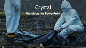  Presentation with crime scene investigation - Cool new PPT theme with detectives-are-collecting-evidence backdrop and a ocean colored foreground