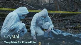  Presentation with crime scene investigation - Colorful presentation enhanced with detectives-are-collecting-evidence backdrop and a ocean colored foreground