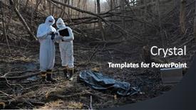  Presentation with forensic - Presentation theme consisting of detectives-are-collecting-evidence background and a dark gray colored foreground