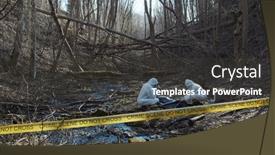  Presentation with crime scene investigation - PPT layouts consisting of detectives-are-collecting-evidence background and a dark gray colored foreground