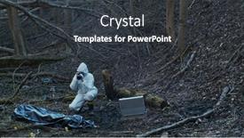  Presentation with crime scene investigation - Amazing presentation theme having detectives-are-collecting-evidence backdrop and a dark gray colored foreground