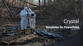  Presentation with crime scene investigation - Presentation design featuring detectives-are-collecting-evidence background and a dark gray colored foreground
