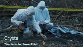  Presentation with crime scene investigation - PPT layouts with detectives-are-collecting-evidence background and a tawny brown colored foreground