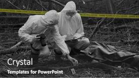  Presentation with investigation - Presentation theme consisting of detectives-are-collecting-evidence background and a dark gray colored foreground