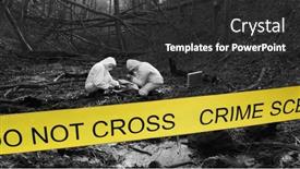  Presentation with forensic - Presentation theme having detectives-are-collecting-evidence background and a dark gray colored foreground