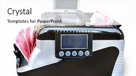  Presentation with detector - PPT theme consisting of detector of banknotes for the count of notes and determination of fake money background and a white colored foreground