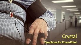  Presentation with detector - Colorful slide deck enhanced with man passes a lie detector backdrop and a tawny brown colored foreground