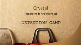  Presentation with camp - Audience pleasing presentation theme consisting of detention-camp-text-written backdrop and a coral colored foreground