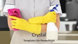  Presentation with office cleaning - Amazing presentation theme having detergent and rag in office backdrop and a yellow colored foreground