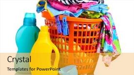  Presentation with clothes washing powder - Presentation theme featuring detergent and washing powder background and a gold colored foreground