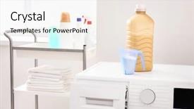  Presentation with laundromat - PPT theme having washing machine in laundromat background and a white colored foreground