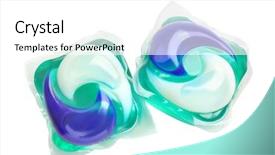  Presentation with laundry detergent - Amazing PPT theme having detergent pods on white background backdrop and a white colored foreground
