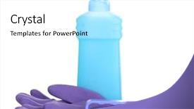  Presentation with liquid detergent - Slides enhanced with detergent with brush and gloves background and a white colored foreground