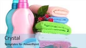  Presentation with detergent powder - Beautiful presentation theme featuring detergent with washing powder backdrop and a light blue colored foreground
