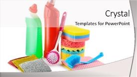  Presentation with liquid detergent - Beautiful presentation theme featuring detergents isolated on white background backdrop and a sky blue colored foreground