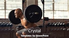  Presentation with barbell - Slide deck consisting of determined african man lifting weight background and a tawny brown colored foreground