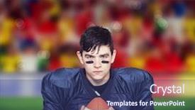  Presentation with football goal post american field - Cool new slide set with determined american football player holding backdrop and a ocean colored foreground