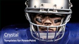  Presentation with american football - Cool new PPT layouts with determined american football player backdrop and a navy blue colored foreground