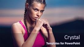  Presentation with fitness - Audience pleasing PPT theme consisting of determined-athletic-fitness-woman backdrop and a wine colored foreground