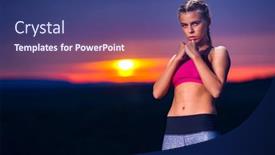 Presentation with fitness - Theme enhanced with determined-athletic-fitness-woman background and a ocean colored foreground