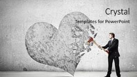  Presentation with throw stone ripple effect - Theme having determined businessman crashing stone heart background and a  colored foreground