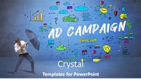  Presentation with campaign - Presentation having determined-businessman-hiding-behind-umbrella background and a teal colored foreground