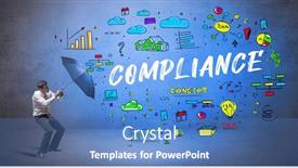  Presentation with compliance - Presentation having determined-businessman-hiding-behind-umbrella background and a teal colored foreground