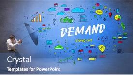  Presentation with umbrella - Audience pleasing presentation theme consisting of determined-businessman-hiding-behind-umbrella backdrop and a teal colored foreground