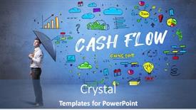  Presentation with umbrella - PPT layouts having determined-businessman-hiding-behind-umbrella background and a teal colored foreground