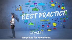  Presentation with best practice - Audience pleasing slide deck consisting of determined-businessman-hiding-behind-umbrella backdrop and a teal colored foreground