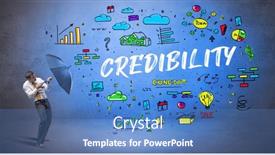  Presentation with umbrella - Slide deck with determined-businessman-hiding-behind-umbrella background and a teal colored foreground