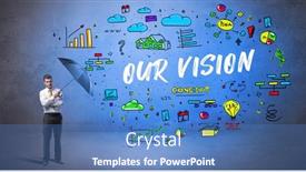  Presentation with business vision - Amazing slide set having determined-businessman-hiding-behind-umbrella backdrop and a teal colored foreground