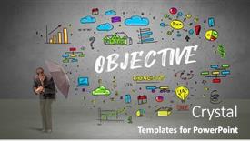  Presentation with umbrella - PPT layouts consisting of determined-businessman-hiding-behind-umbrella background and a gray colored foreground