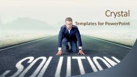  Presentation with night before christmas - Presentation design with determined businessman kneeling before solution background and a  colored foreground