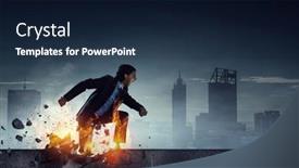  Presentation with fire - Presentation theme featuring determined-businessman-leaving-fire-trails background and a navy blue colored foreground