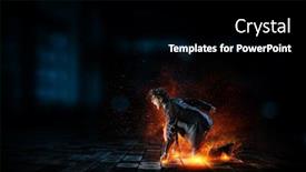  Presentation with fire - Presentation theme enhanced with determined-businessman-leaving-fire-trails background and a black colored foreground