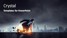  Presentation with fire - Presentation design featuring determined-businessman-leaving-fire-trails background and a wine colored foreground