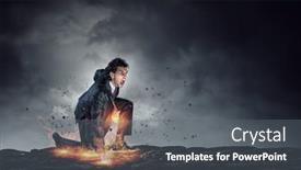  Presentation with asphalt - Presentation design with determined-businessman-leaving-fire-trails background and a gray colored foreground