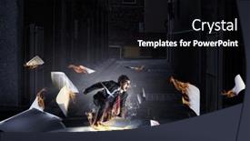  Presentation with fire - Presentation theme featuring determined-businessman-leaving-fire-trails background and a black colored foreground