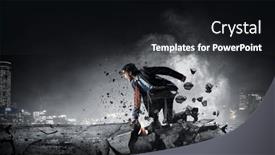  Presentation with asphalt - Presentation theme featuring determined-businessman-leaving-fire-trails background and a dark gray colored foreground