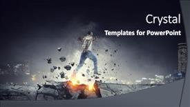  Presentation with way - Slide deck with determined-businessman-on-his-way background and a wine colored foreground