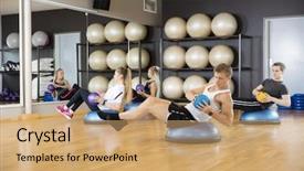  Presentation with exercise is medicine - Theme with determined friends exercising with medicine background and a  colored foreground