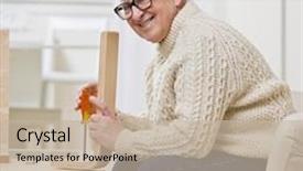  Presentation with wooden - Presentation with determined-man-constructing-wooden-table background and a mint green colored foreground