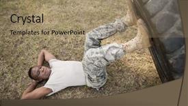  Presentation with boot camp - Theme consisting of determined military soldiers exercising background and a coral colored foreground