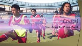  Presentation with team athlete - Theme featuring determined-team-of-multiracial-male background and a coral colored foreground