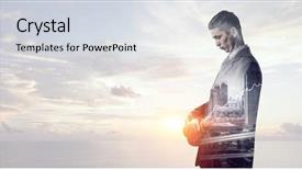  Presentation with fight - Colorful theme enhanced with determined to fight for success mixed media backdrop and a sky blue colored foreground