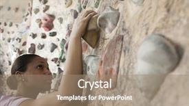  Presentation with white and black woman climbing ladders - Presentation design consisting of determined young woman climbing up background and a  colored foreground